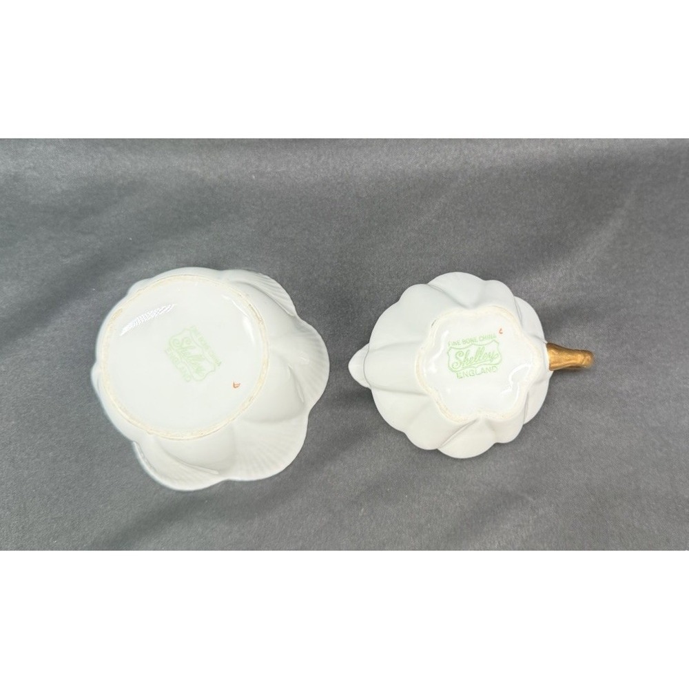 Shelley England Dainty White Gold Trim Bone China Creamer and Sugar Bowl Set - Picture 7 of 7